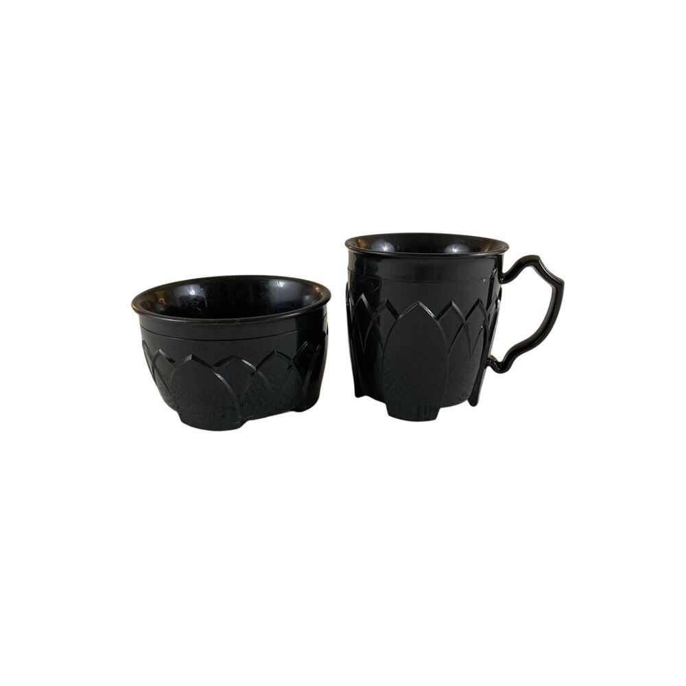 Fenwick by Dinex Carlisle Black Plasticware 23 Pieces 12 Bowls 11 Mugs Vintage
